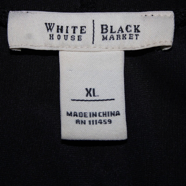 White House Black Market Sz XL Black Velour Beaded V-Neck 3/4 Sleeve Poly Top