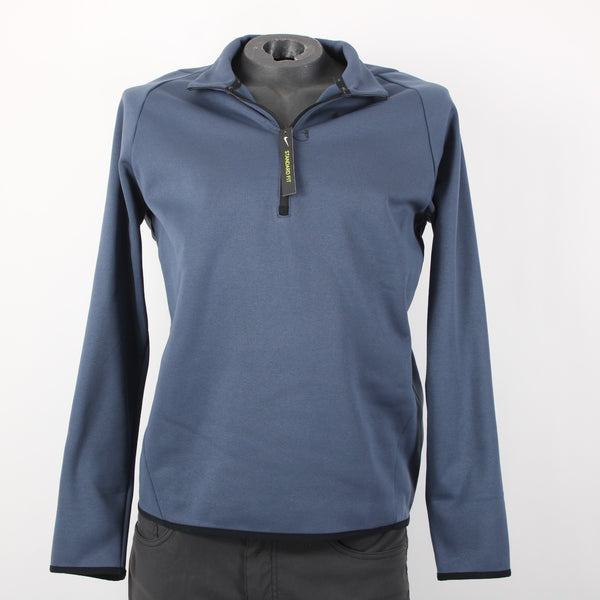 Nike Dri-Fit NEW Sz M Navy Blue Black 100% Polyester 1/3 Zip Pullover Sweater
