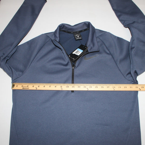 Nike Dri-Fit NEW Sz M Navy Blue Black 100% Polyester 1/3 Zip Pullover Sweater