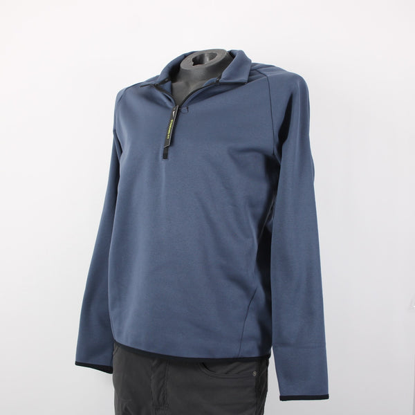 Nike Dri-Fit NEW Sz M Navy Blue Black 100% Polyester 1/3 Zip Pullover Sweater