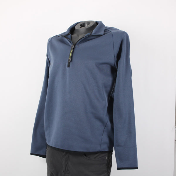 Nike Dri-Fit NEW Sz M Navy Blue Black 100% Polyester 1/3 Zip Pullover Sweater