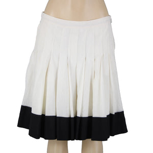 Ralph Lauren NEW $398 Biarritz Sz 10 Cream Black Pleat Lined Linen Cotton Skirt