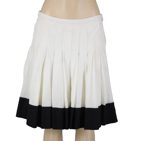 Ralph Lauren NEW $398 Biarritz Sz 10 Cream Black Pleat Lined Linen Cotton Skirt
