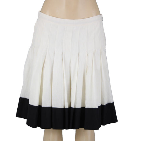Ralph Lauren NEW $398 Biarritz Sz 10 Cream Black Pleat Lined Linen Cotton Skirt