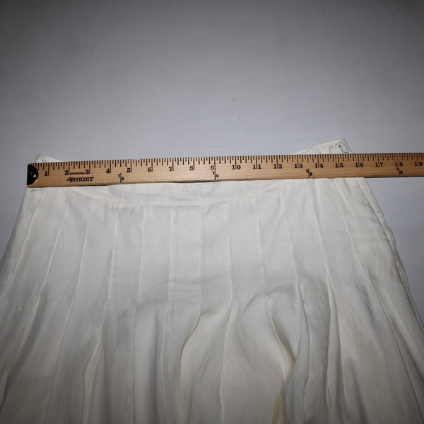 Ralph Lauren NEW $398 Biarritz Sz 10 Cream Black Pleat Lined Linen Cotton Skirt