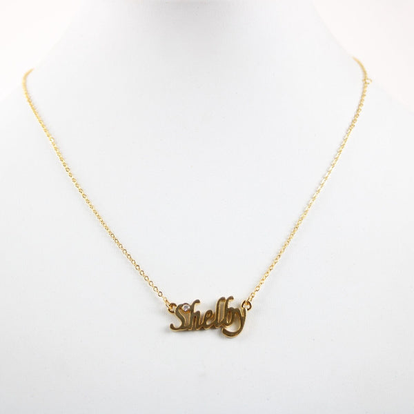 SHELBY NEW Name Goldtone Rhinestone Accent 14.5" W 4.5" Multi Ring Ext Necklace