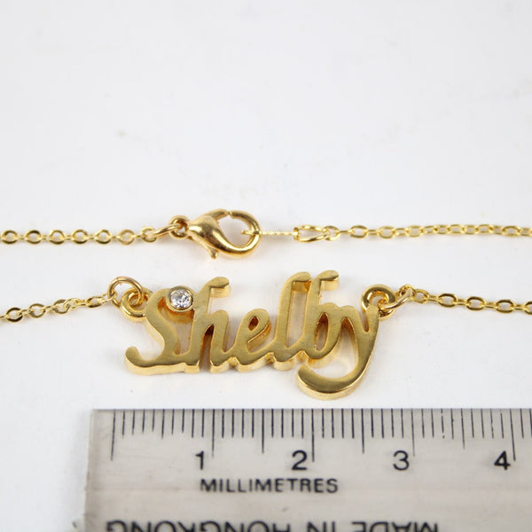SHELBY NEW Name Goldtone Rhinestone Accent 14.5" W 4.5" Multi Ring Ext Necklace