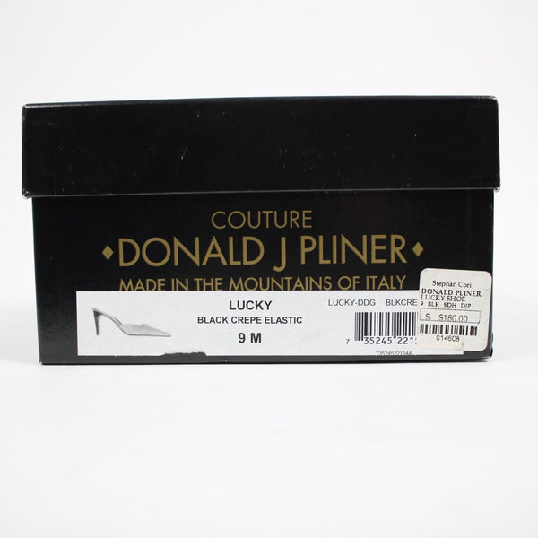 Donald J Pliner 'Lucky' Sz 9 M Black Gray Crepe Elastic Leather Inner 3.5" Heel