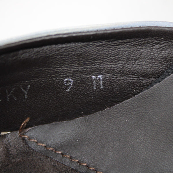 Donald J Pliner 'Lucky' Sz 9 M Black Gray Crepe Elastic Leather Inner 3.5" Heel