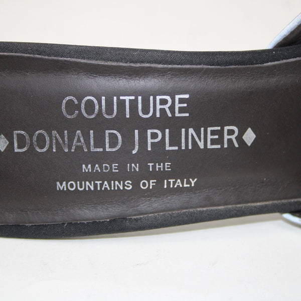 Donald J Pliner 'Lucky' Sz 9 M Black Gray Crepe Elastic Leather Inner 3.5" Heel