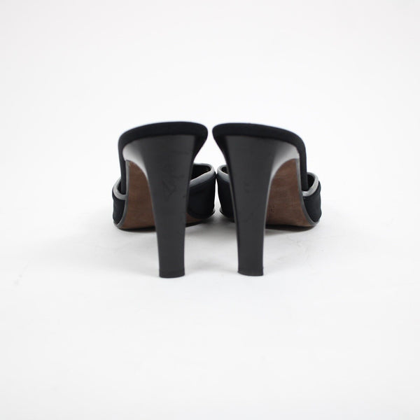 Donald J Pliner 'Lucky' Sz 9 M Black Gray Crepe Elastic Leather Inner 3.5" Heel
