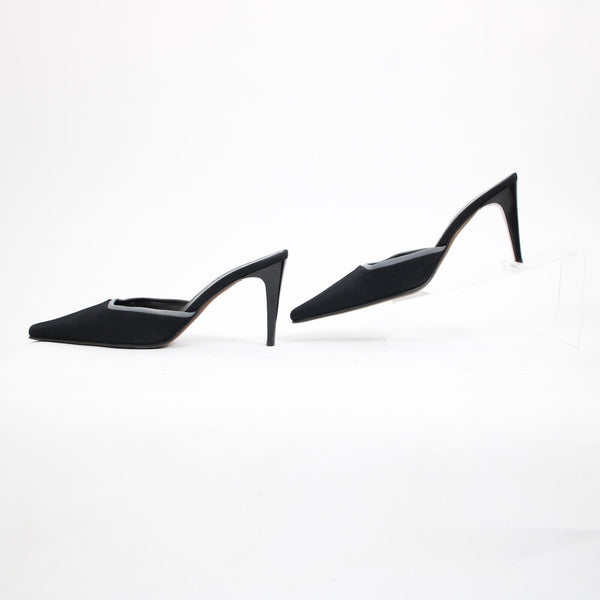 Donald J Pliner 'Lucky' Sz 9 M Black Gray Crepe Elastic Leather Inner 3.5" Heel
