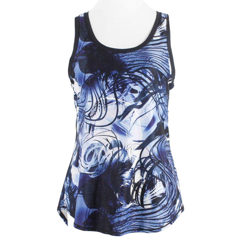 CALIA Sz M Blue Multi Hi Lo Racerback Polyester Spandex Activewear Top