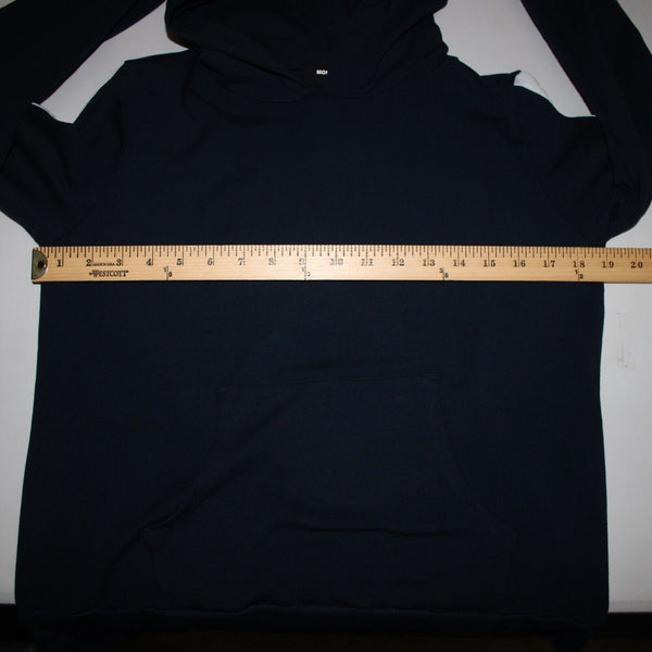 Monrow Sz S Navy White Stripe Embossed Stars Sleeve Cotton Blend Hooded Sweater
