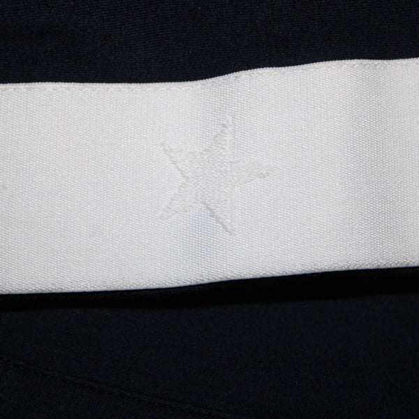 Monrow Sz S Navy White Stripe Embossed Stars Sleeve Cotton Blend Hooded Sweater
