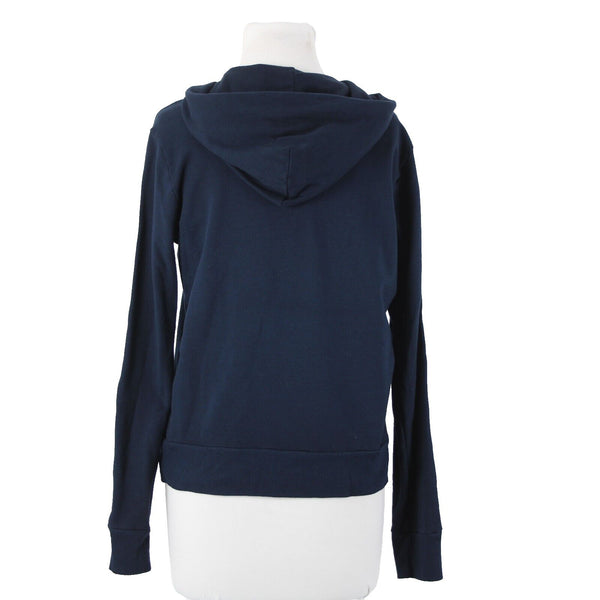 Monrow Sz S Navy White Stripe Embossed Stars Sleeve Cotton Blend Hooded Sweater