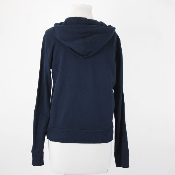 Monrow Sz S Navy White Stripe Embossed Stars Sleeve Cotton Blend Hooded Sweater