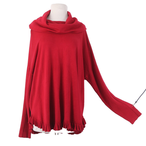 Joseph A Sweater NEW Sz XL Scarlet Red Cowl Neck Rayon Nylon Sweater