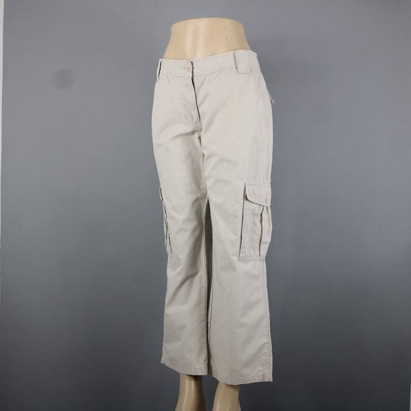 Calvin Klein Jeans Sz 12 x 28 Tan Beige Cargo Wide Leg 100% Cotton Pant