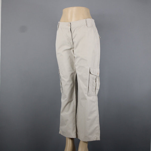 Calvin Klein Jeans Sz 12 x 28 Tan Beige Cargo Wide Leg 100% Cotton Pant