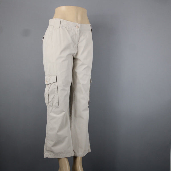 Calvin Klein Jeans Sz 12 x 28 Tan Beige Cargo Wide Leg 100% Cotton Pant