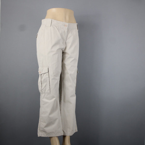 Calvin Klein Jeans Sz 12 x 28 Tan Beige Cargo Wide Leg 100% Cotton Pant