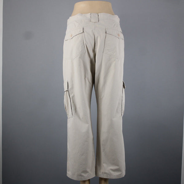 Calvin Klein Jeans Sz 12 x 28 Tan Beige Cargo Wide Leg 100% Cotton Pant