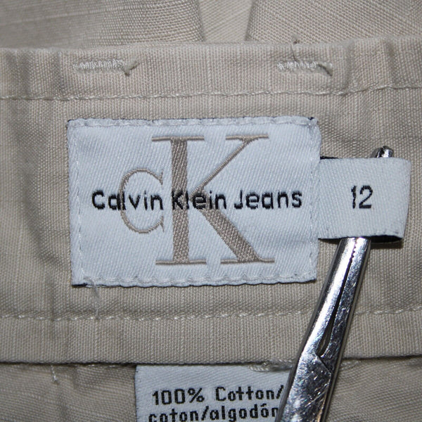 Calvin Klein Jeans Sz 12 x 28 Tan Beige Cargo Wide Leg 100% Cotton Pant