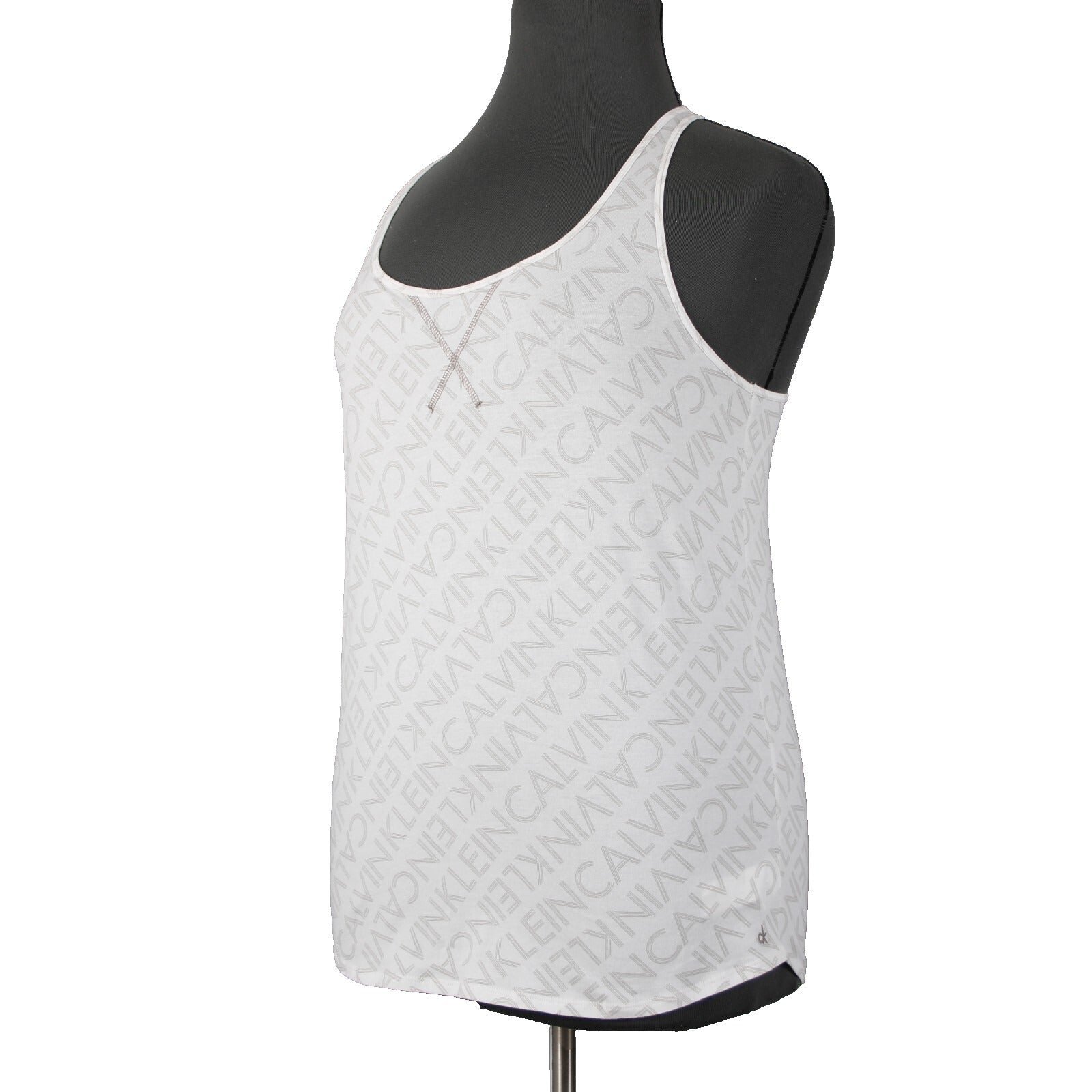 Calvin Klein Sleepwear NEW $59 Sz XL White Taupe Racerback Cotton Blend Cami Top