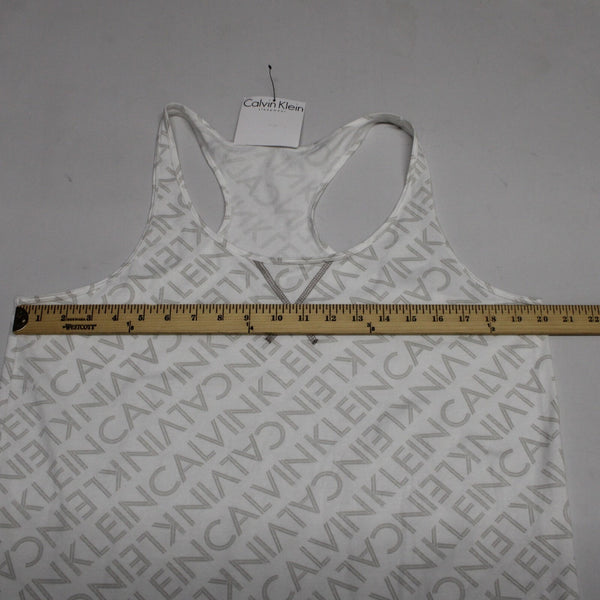 Calvin Klein Sleepwear NEW $59 Sz XL White Taupe Racerback Cotton Blend Cami Top
