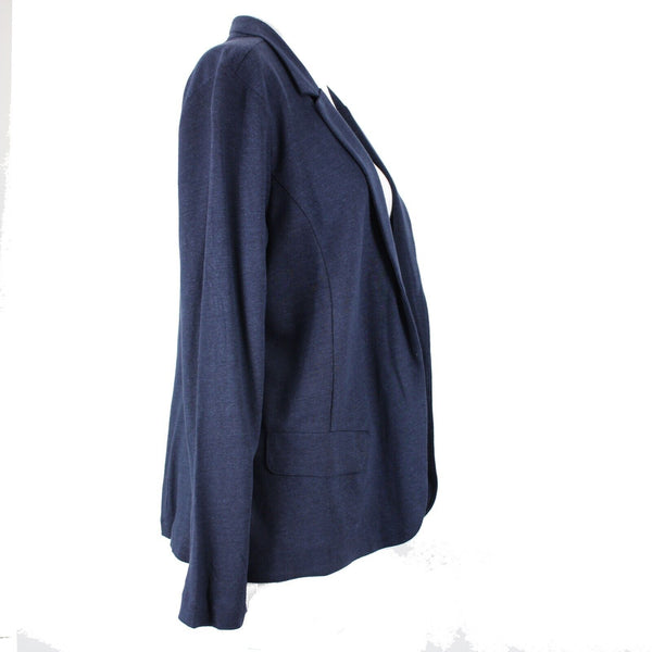 J Jill NEW $99 Sz S Navy Blue Collared Long Sleeve Linen Rayon Sweater Wrap