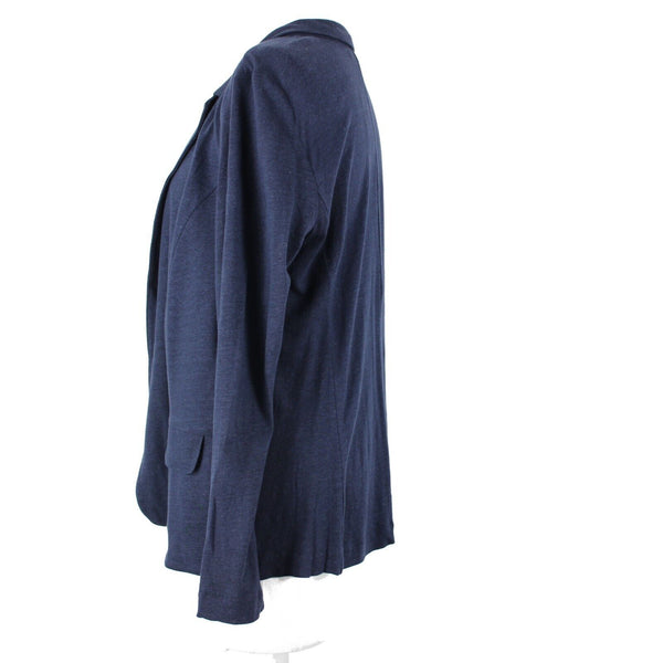 J Jill NEW $99 Sz S Navy Blue Collared Long Sleeve Linen Rayon Sweater Wrap