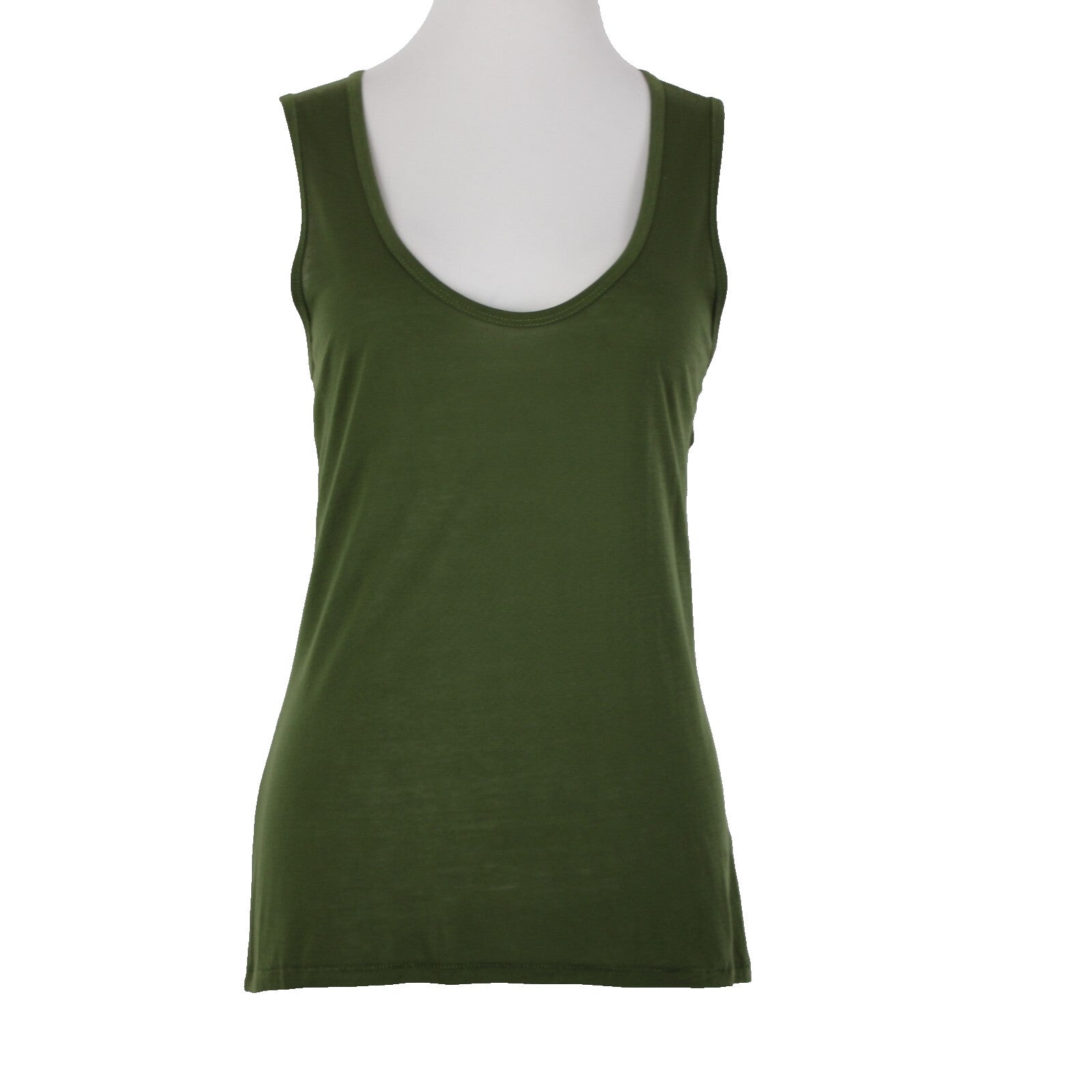 J Crew NEW $23 Sz S Green Round Neck 100% Tencell Tank Top