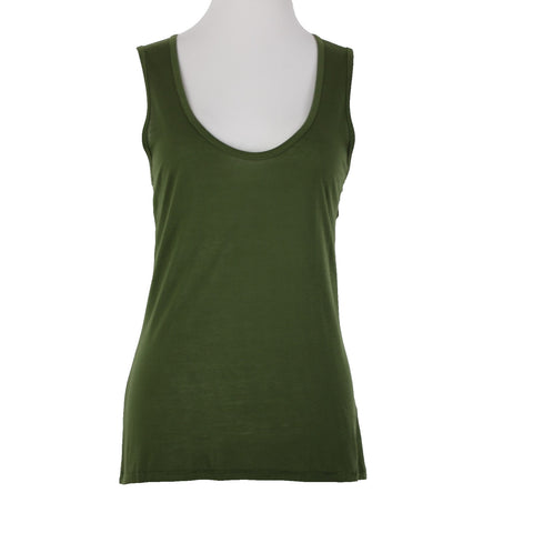 J Crew NEW $23 Sz S Green Round Neck 100% Tencell Tank Top