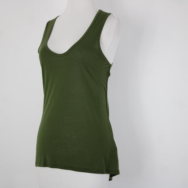 J Crew NEW $23 Sz S Green Round Neck 100% Tencell Tank Top