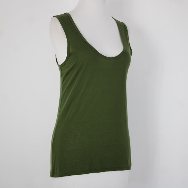J Crew NEW $23 Sz S Green Round Neck 100% Tencell Tank Top