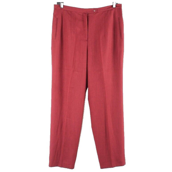 Pret A Porter Sz 18 x 31 Burgundy Red Lined Straight 100% Polyester Trouser Pant