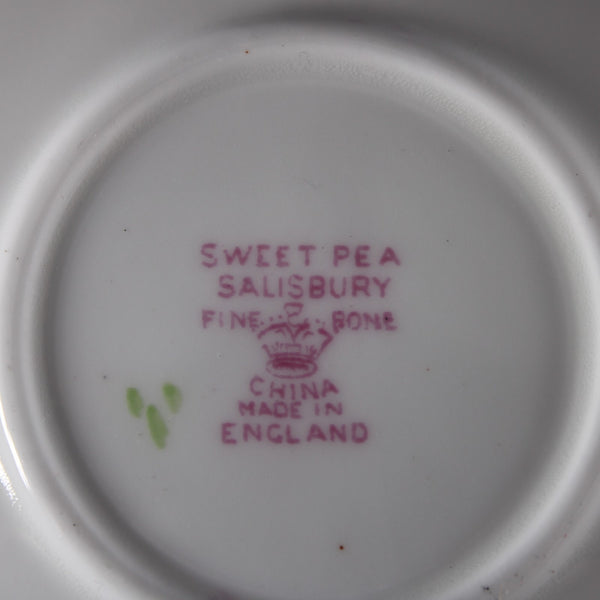 Salisbury Tea Cup With Saucer Sweet Pea White Pink Floral Bone China Tea Cup