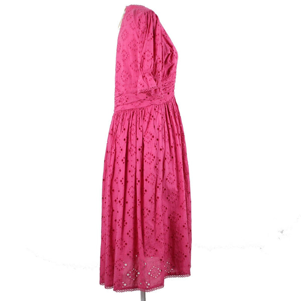House Of Harlow 1960 NEW Sz M Pink Lined Button Up Ruffle 100% Cotton Dress