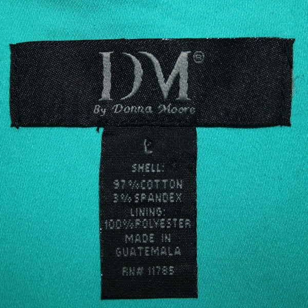 Donna Moore Sz L Blue Silver Rivets Lined Hook Eye Closure Cotton Spandex Jacket