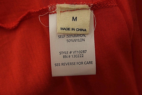 Khloe Sz M Orange SS Cut Out Neck Hi Lo Rayon Nylon Bohemian Top