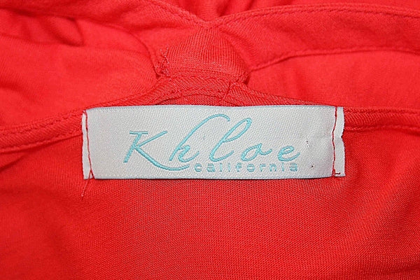 Khloe Sz M Orange SS Cut Out Neck Hi Lo Rayon Nylon Bohemian Top