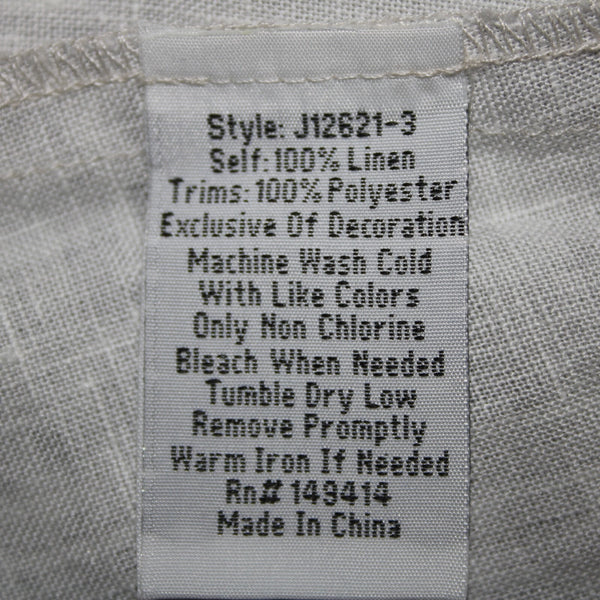 Johnny Was Sz M Blue White Gray Embroidered Floral V Neck 100% Linen Top