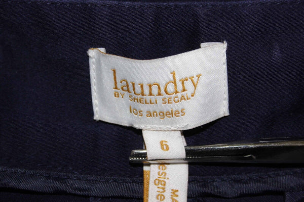 Laundry Shelli Segal Sz 6 x 24 Navy Cotton Blend Capri Pant