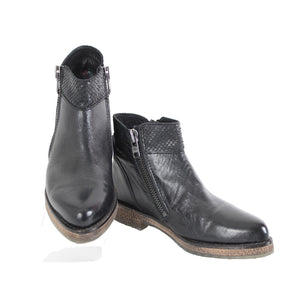 Felmini Falling In Love Sz 36 Black Zipper Leather Upper Fabric Insole 1" Boots