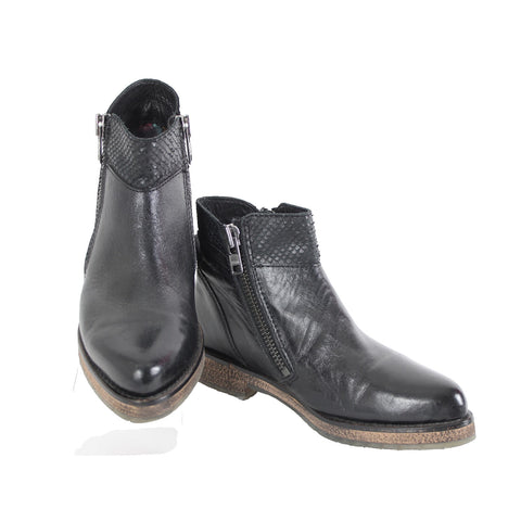 Felmini Falling In Love Sz 36 Black Zipper Leather Upper Fabric Insole 1" Boots