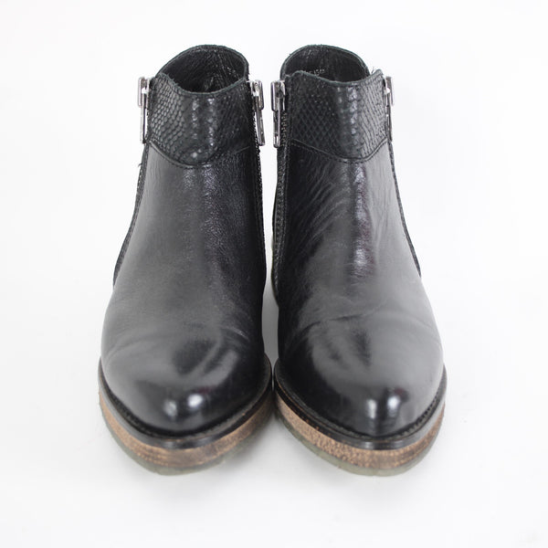 Felmini Falling In Love Sz 36 Black Zipper Leather Upper Fabric Insole 1" Boots