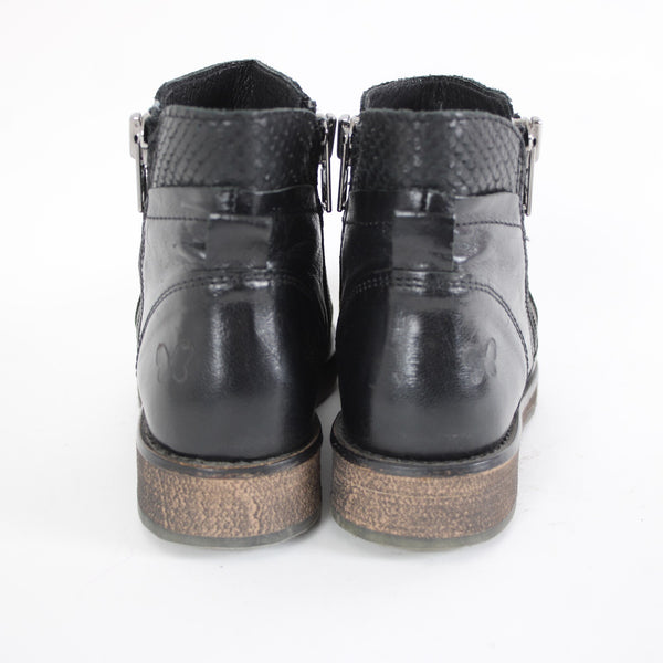 Felmini Falling In Love Sz 36 Black Zipper Leather Upper Fabric Insole 1" Boots