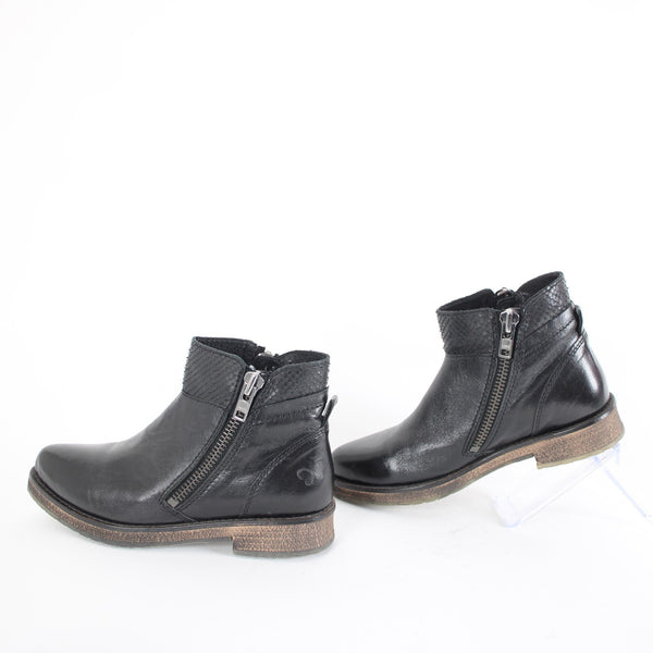 Felmini Falling In Love Sz 36 Black Zipper Leather Upper Fabric Insole 1" Boots