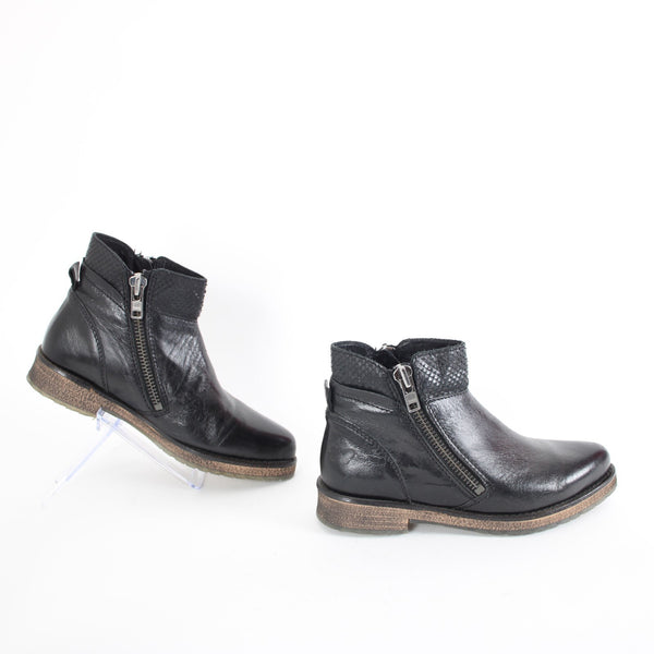 Felmini Falling In Love Sz 36 Black Zipper Leather Upper Fabric Insole 1" Boots